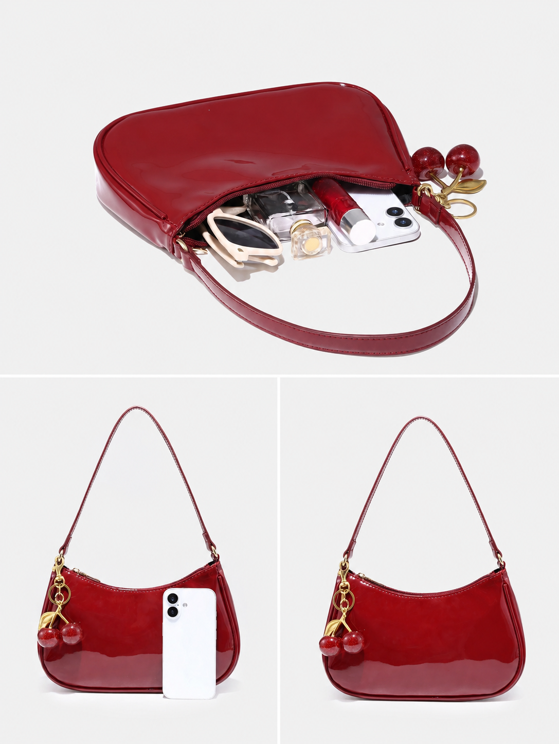 Bolso Cereza Chic de Hombro para Mujer – Piel Sintética Elegante y Versátil