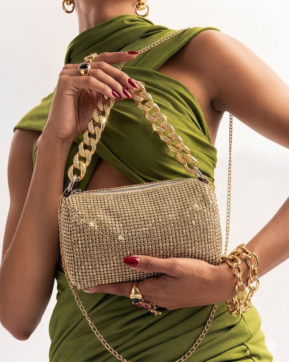 Bolso Glam Diamante con Cadena