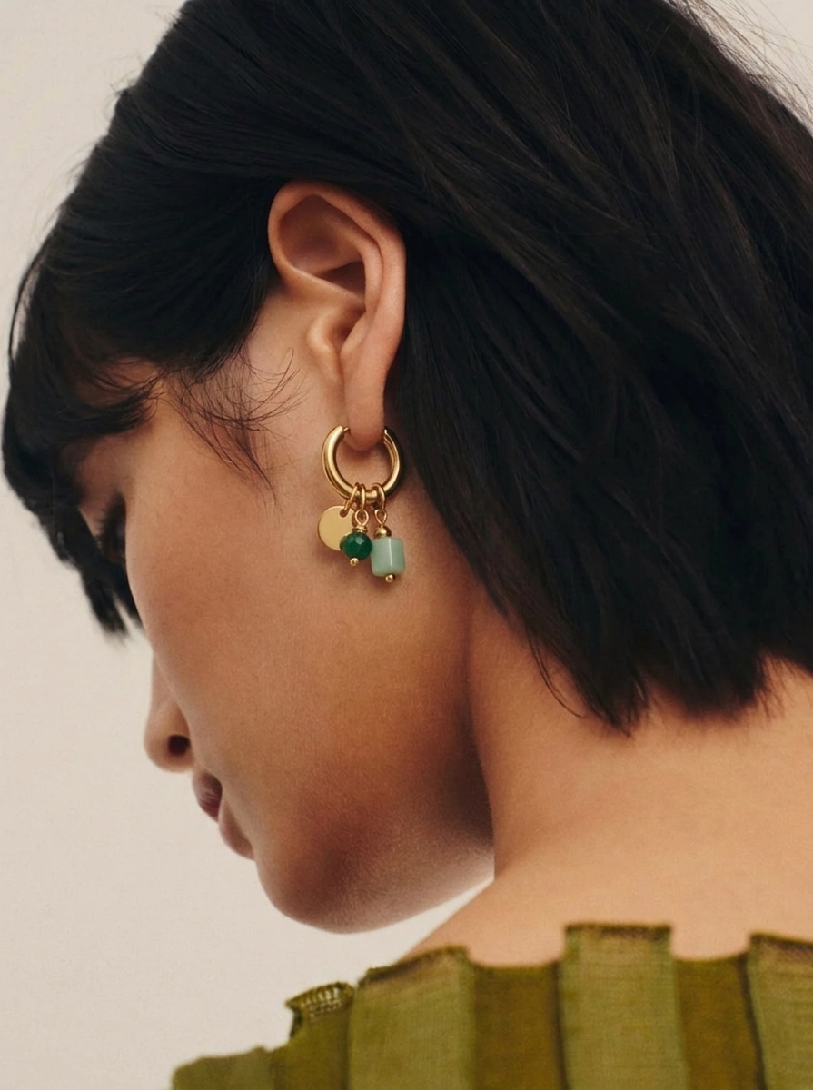 Pendientes Aro – Esencia Esmeralda en Oro 18K