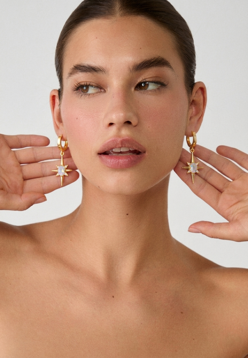 Pendientes Estrella Lúmina – Zirconia Brillante en Acero Inoxidable Dorado