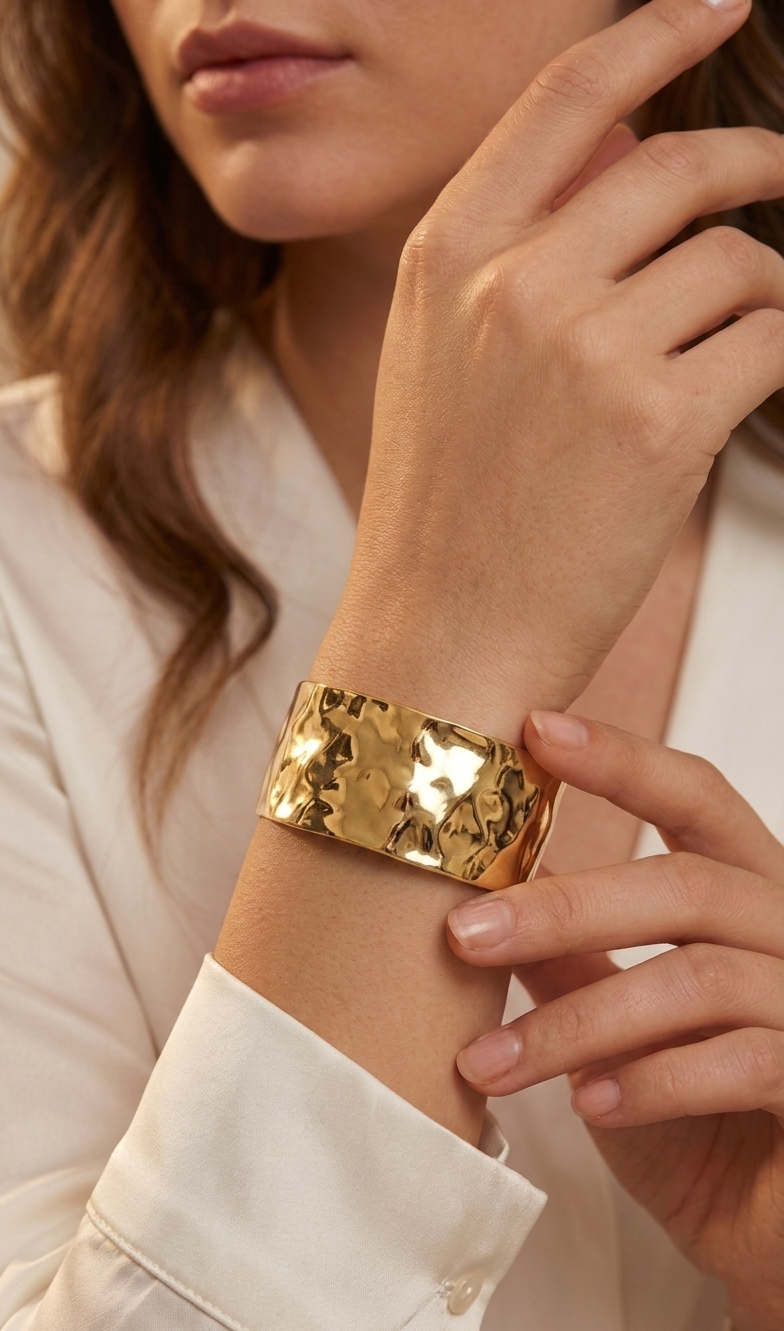 Pulsera Aurea Irregular – Geometría Suave en Acero Inoxidable Dorado
