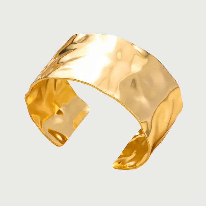 Pulsera Aurea Irregular – Geometría Suave en Acero Inoxidable Dorado