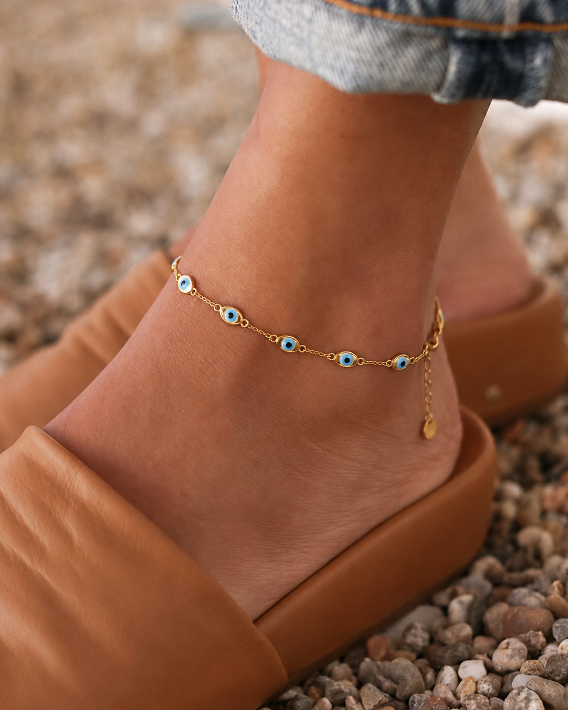 Pulsera Ojo Místico Arcoíris – Amuleto Turco en Acero Inoxidable Dorado