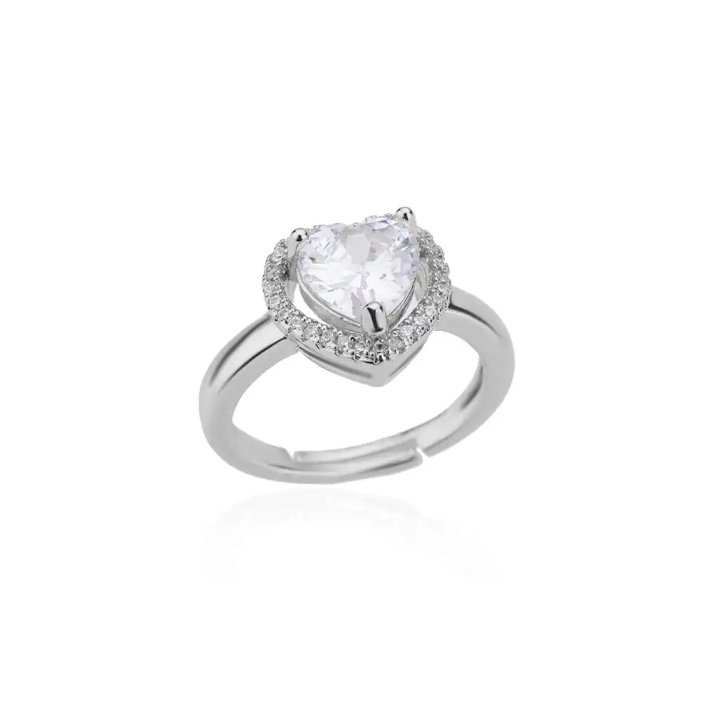 Anillo Corazón Aurelia – Zirconia Brillante en Acero Inoxidable Dorado Ajustable