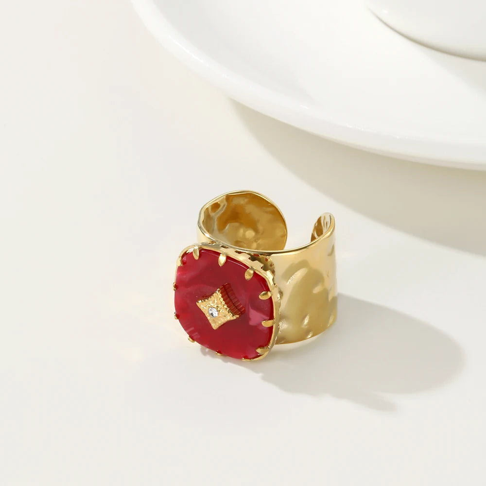Anillo Geométrico – Esencia Rubí en Acero Inoxidable