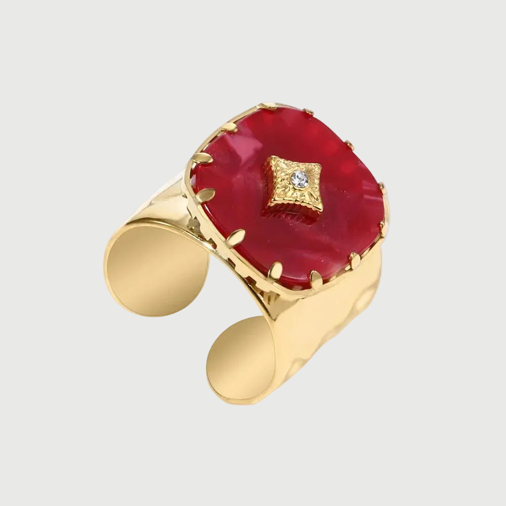 Anillo Geométrico – Esencia Rubí en Acero Inoxidable