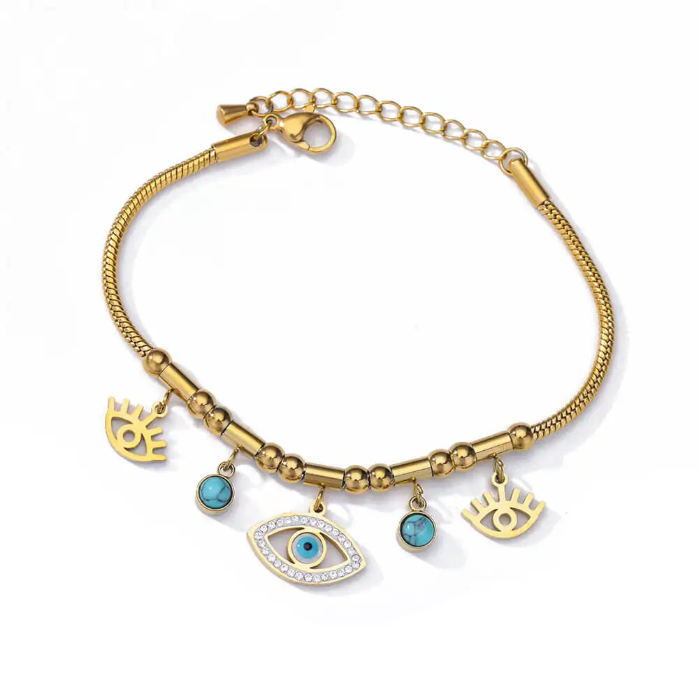 Pulsera Mano Nazar Lux – Ojo Turco con Zirconia en Acero Inoxidable