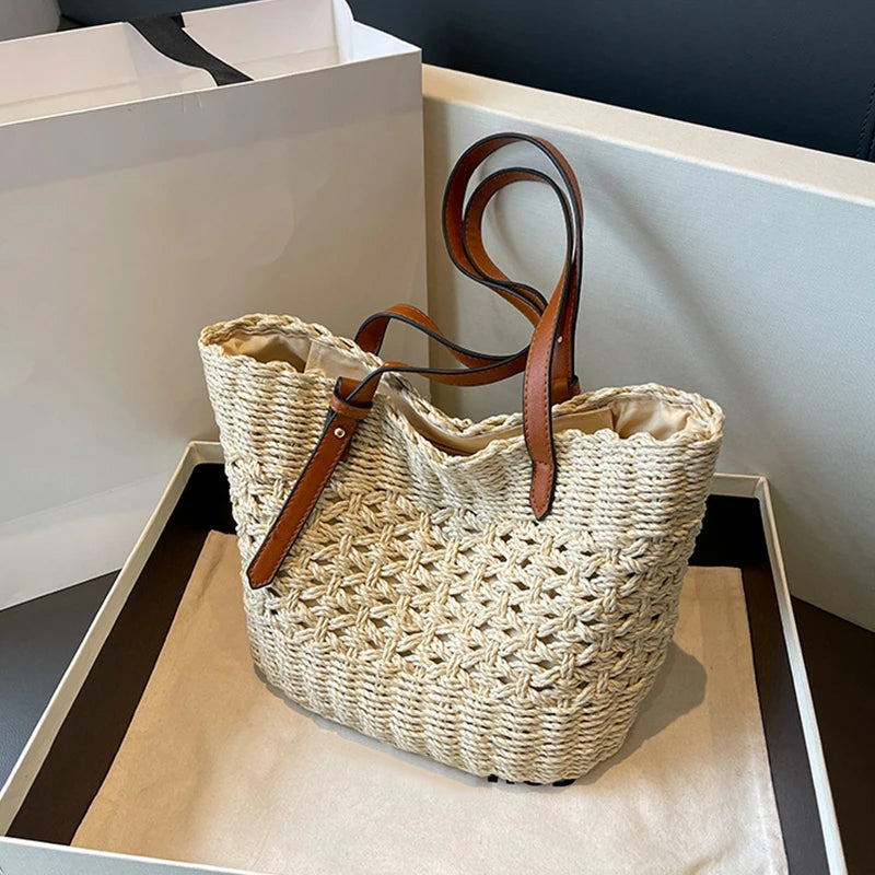 Bolso Marbella Natural – Capazo de Paja Grande para Playa y Viaje