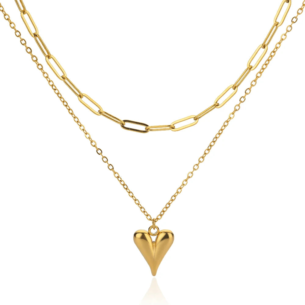 Collar Corazón Sacro – Cruz con Zirconia en Acero Inoxidable 316L
