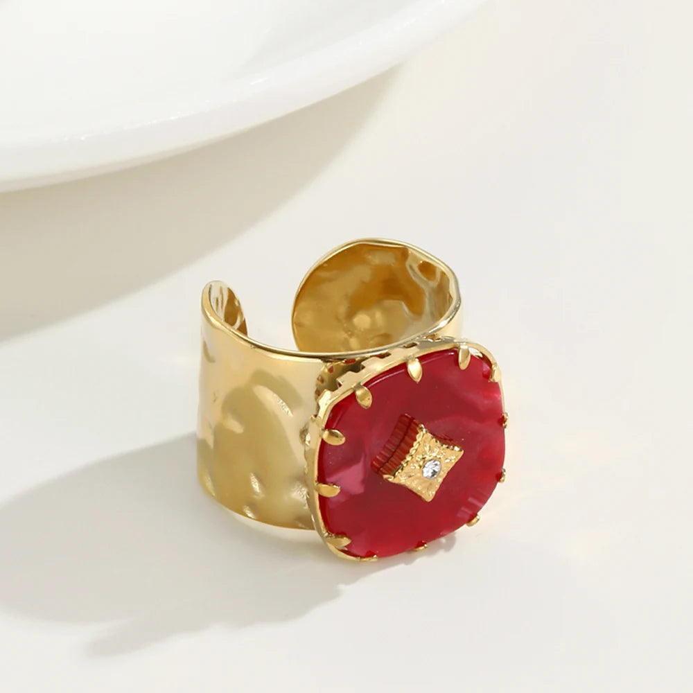 Anillo Geométrico – Esencia Rubí en Acero Inoxidable