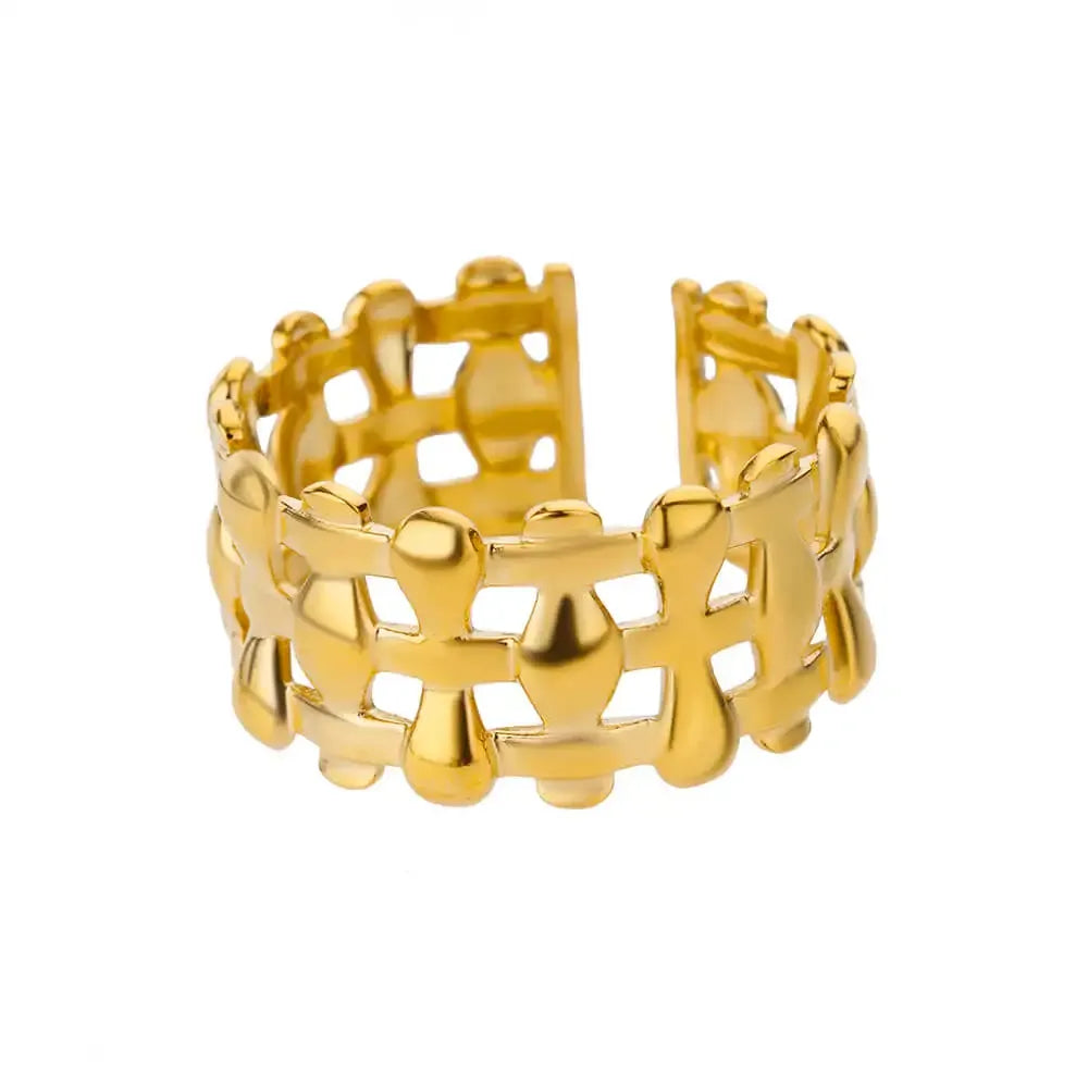 Set de Anillos Aurea Vintage – Ajustables en Acero Inoxidable Dorado