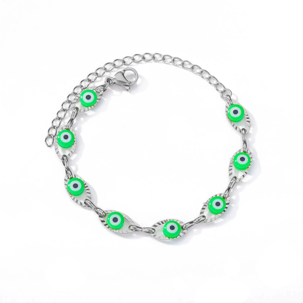 Pulsera Ojo Místico Arcoíris – Amuleto Turco en Acero Inoxidable Dorado